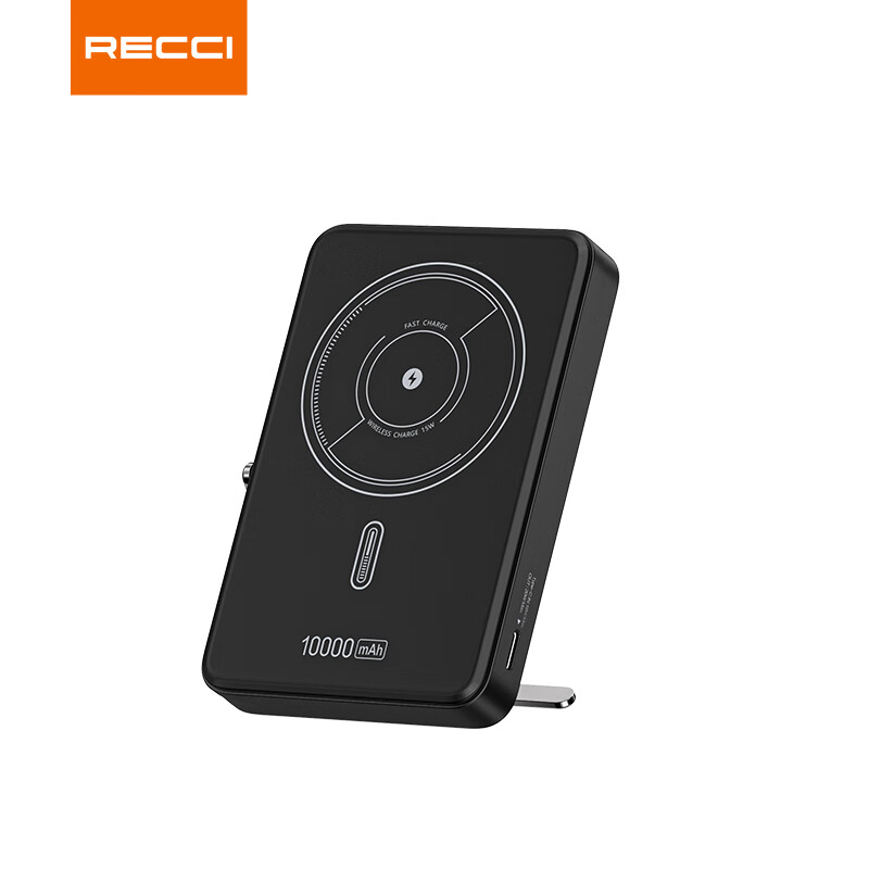 RECCI锐思RPB-W32移动电源一万毫安PD快充磁吸无线充15W充电宝适用于苹果12/13/14/15通用 黑色