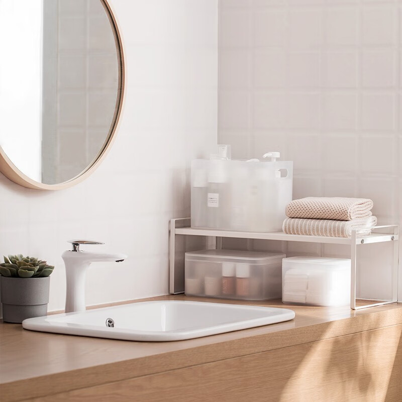 茶花（CHAHUA）茶花收纳盒桌面小盒子收纳格半透明磨砂 分格收纳盒150004 1个装