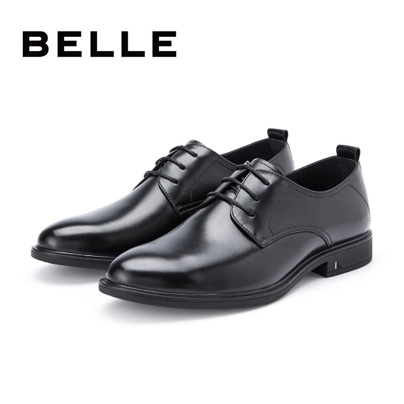 百丽正装鞋男商场同款商务婚鞋皮鞋6VD01AM0 黑色 42