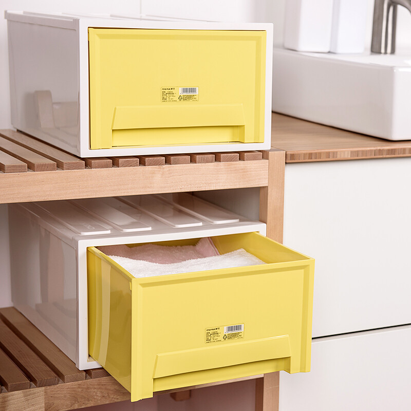 茶花（CHAHUA）收纳柜抽屉收纳柜整理柜塑料收纳箱抽屉式储物柜衣服柜整理柜 马卡龙蓝 3层装