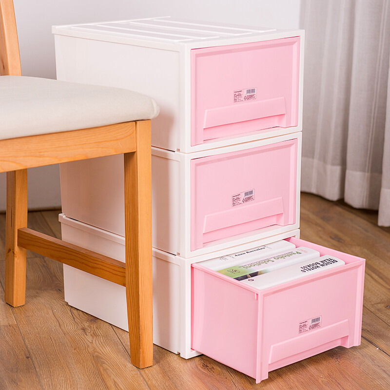 茶花（CHAHUA）收纳柜抽屉收纳柜整理柜塑料收纳箱抽屉式储物柜衣服柜整理柜 马卡龙蓝 3层装