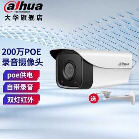 大华dahua摄像头监控室外200万录音监控摄像机红外夜视高清poe网线供电摄像机远程监控器 DH-P20A1 3.6mm 镜头