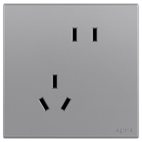 罗格朗（LEGRAND） 开关插座面板 五孔插座暗装电源套装 画采银色错位五孔10只 插座