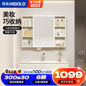 悍高（HIGOLD）浴室柜卫生间奶油风地柜洗漱台美妆洗脸盆镜柜单件 智能镜柜（不含地柜） 98cm