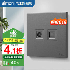 西蒙（SIMON） 开关插座面板五孔插座空调网络单开双控一开五孔usbC60荧光灰 电视电脑 弱电类