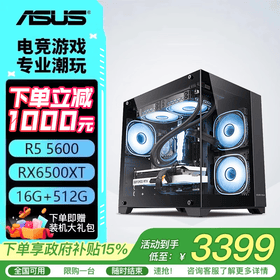 华硕主机 AMD R5 5600+6500XT/R7 5700X+5060/RX7650GRE  办公直播 电竞游戏主机 台式组装机 组装电脑 配置一：R5 5600+6500XT