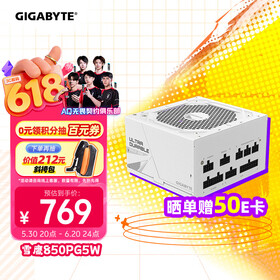 技嘉（GIGABYTE）雪鹰 白色限定 额定850W金牌认证全模组电源/ATX 3.0/PCIE5.0/原生16PIN/五年保障/支持40系列显卡