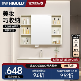 悍高（HIGOLD）浴室柜卫生间奶油风地柜洗漱台美妆洗脸盆镜柜单件  普通镜柜（不含地柜） 98cm