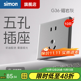 西蒙（SIMON） 开关插座面板五孔插座空调网络单开双控一开五孔usbG36曜岩灰 五孔插座（10A） 10只装