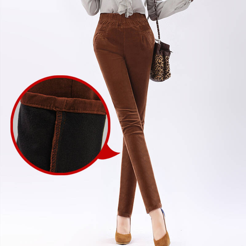 蔼飞儿2014秋灯芯绒女裤小脚裤纯棉高腰弹力条绒裤女长裤 2307-2加绒