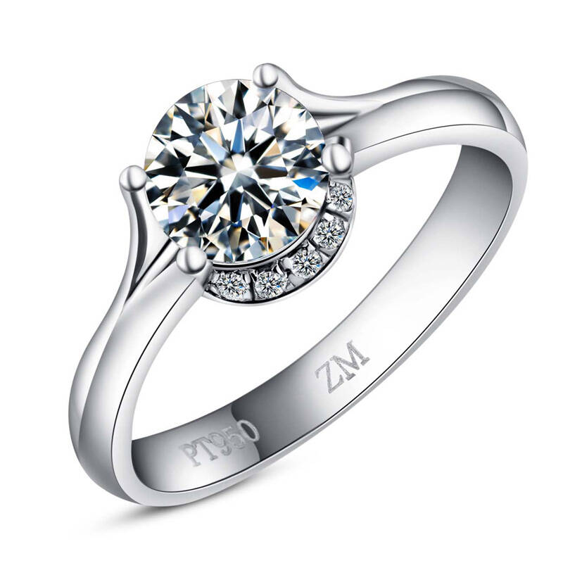 沃艾丝大促婚戒对戒钻戒高仿真钻80分1克拉真金外观高档银戒女戒pt950