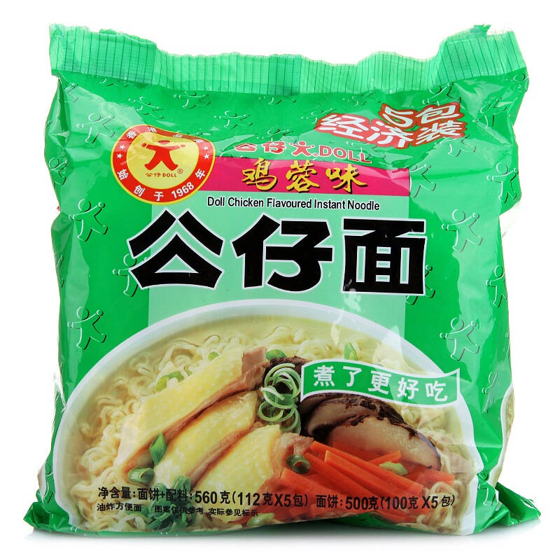 公仔面(doll) 鸡蓉味 公仔5联包经济装 112克*5包 自营