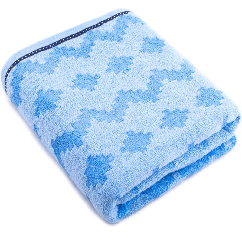 三利 毛巾家纺 魔方纯棉浴巾 浅蓝色