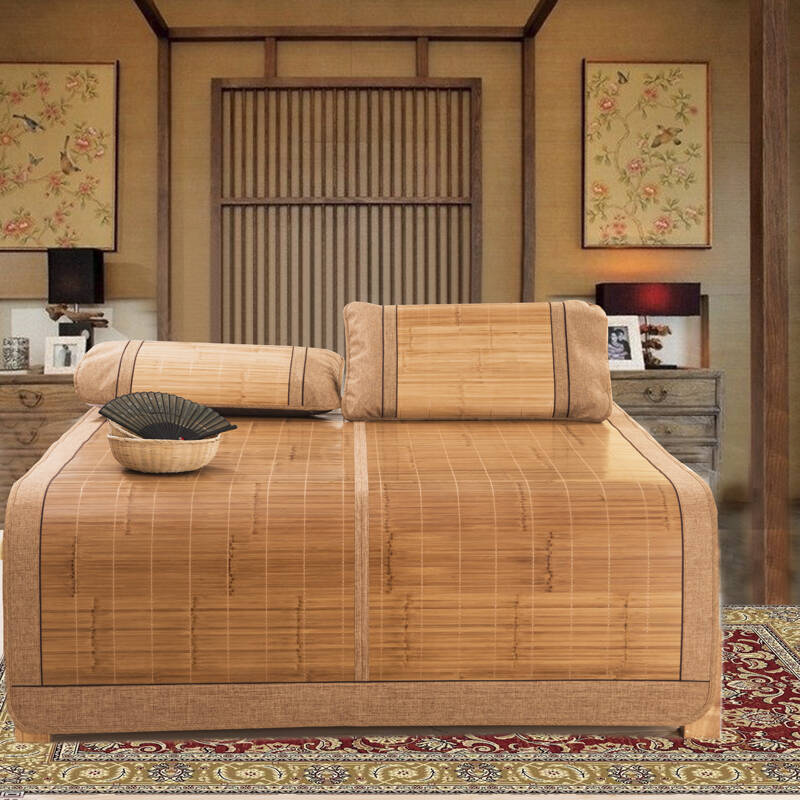 卧趣voochoo凉席竹席床上用品单人双人两用竹凉席子三件套适合1.5/1.