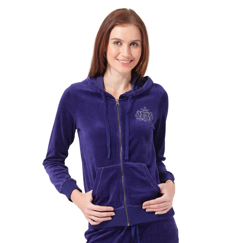 堡狮龙女装连帽开胸丝绒外套125515060 38 紫罗兰色 xs码 160/80y