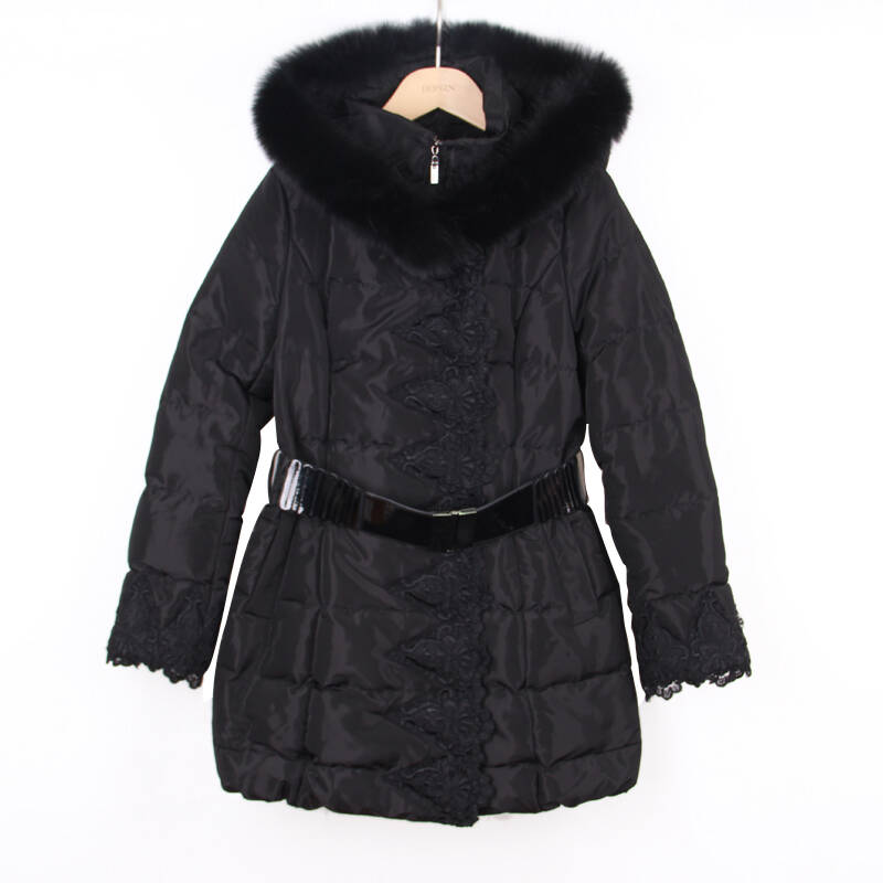 honrn红人专柜正品h34yr244 100%白鸭绒修身保暖高档韩版羽绒服 黑色