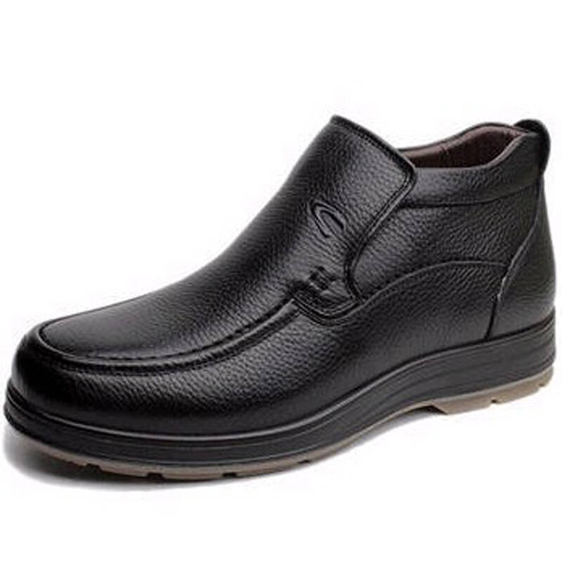 骆驼动感 商务棉鞋真皮 冬季保暖高帮鞋棉靴 套脚懒人休闲鞋 男士棉