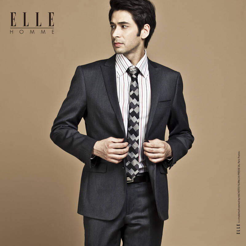 elle homme男士西服 绅士必备高品质西装单西服外套 深灰色 46/165