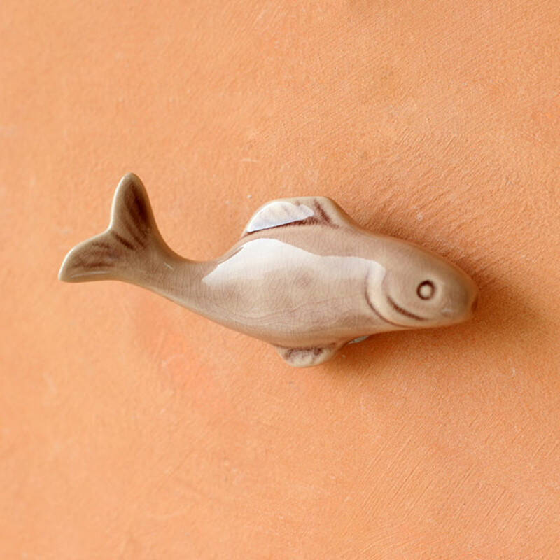 鱼西美屋 悠游鱼挂件 陶瓷壁挂装饰品 裂纹瓷年年有余鱼 工艺品家居