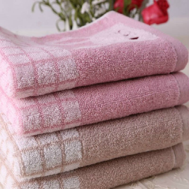 云涛 毛巾家纺 纯棉卡通可爱情侣格子色织提缎绣花毛巾d11-41 自营