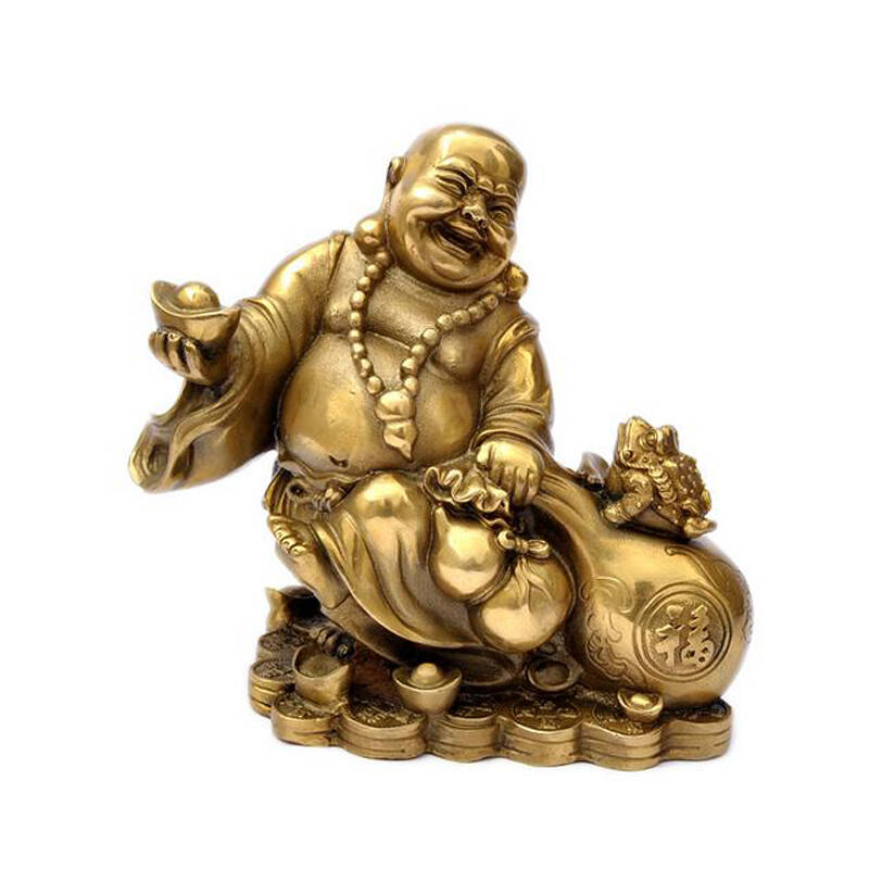 求福阁开光纯铜金钱袋弥勒佛风水摆件工艺品装饰品摆设和气生财120004