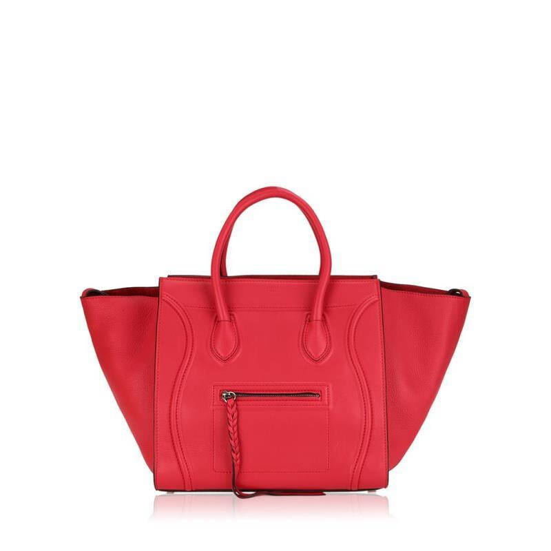 celine赛琳红色牛皮材质纯色女士笑脸包