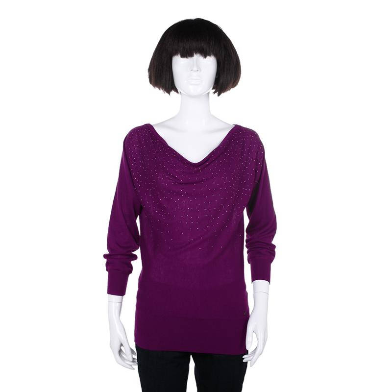 guess 欧美时尚葡萄紫镶细水钻薄款针织衫 w24r57z0200 深紫色 l