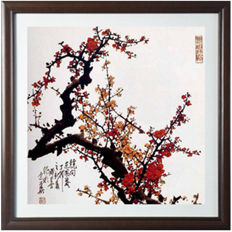 室全室美现代家居有框装饰画挂画中式壁画中国画梅花三弄 szz020c 50*