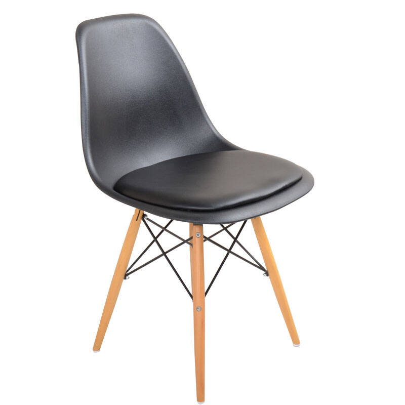 【黑白调hbada】休闲椅子hxxy015单人时尚简约塑料餐椅 黑色无垫实木