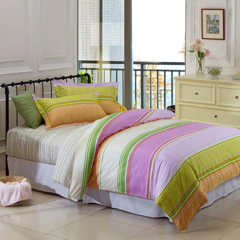 优一佳 床上用品 全棉斜纹四件套 半活性印花套件 彩虹花语