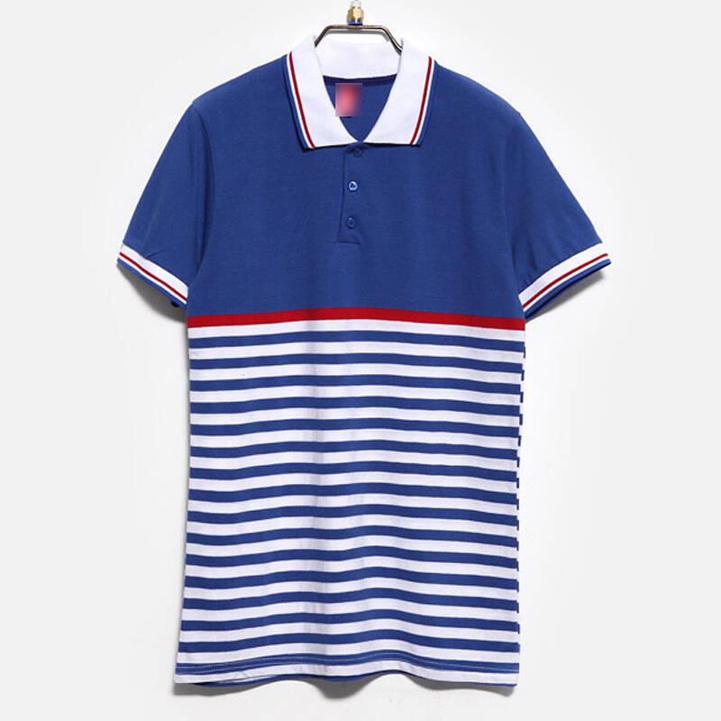 时尚起义 韩国清爽海军风条纹polo衫 男594112 蓝色系 l