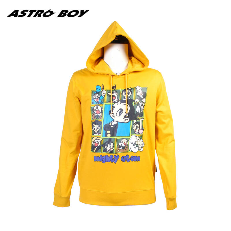 阿童木(astro boy)男装tetsuwan atom多角色十三宫格有帽套头卫衣 芥