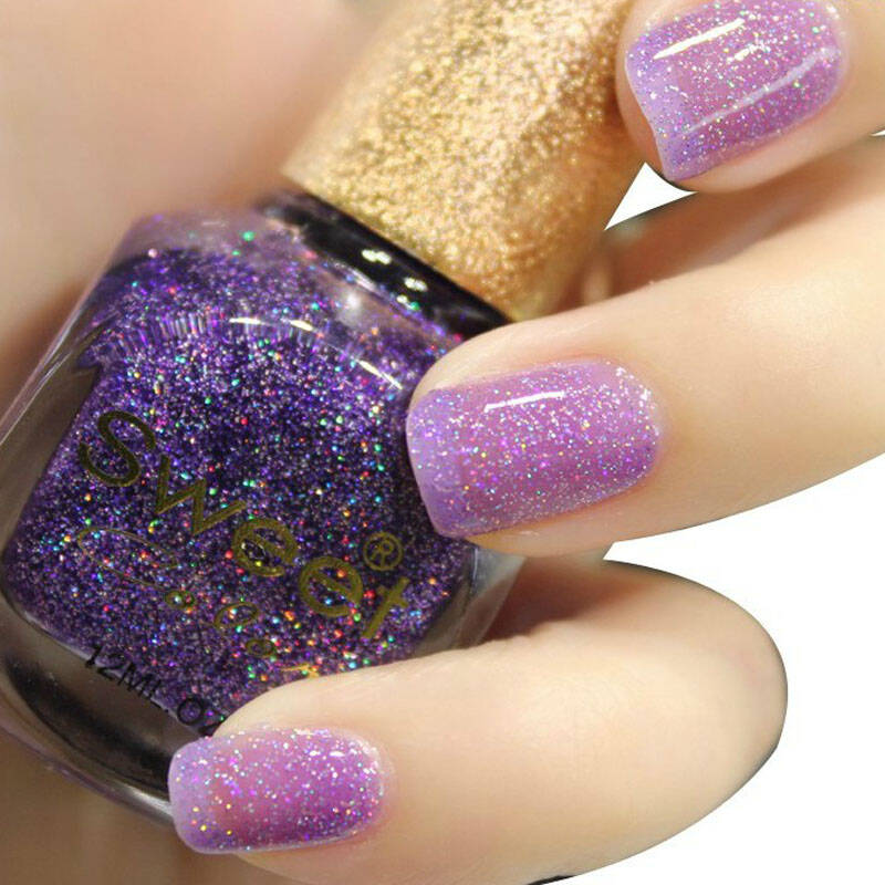 sweet color环保指甲油 糖果色七彩钻石系列 闪亮深紫色 12ml