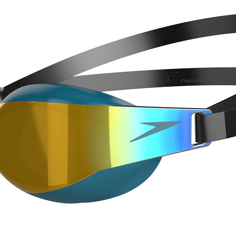 speedo速比涛鲨鱼皮泳镜精英系列专业竞赛高清镀膜绿色金色均码808214
