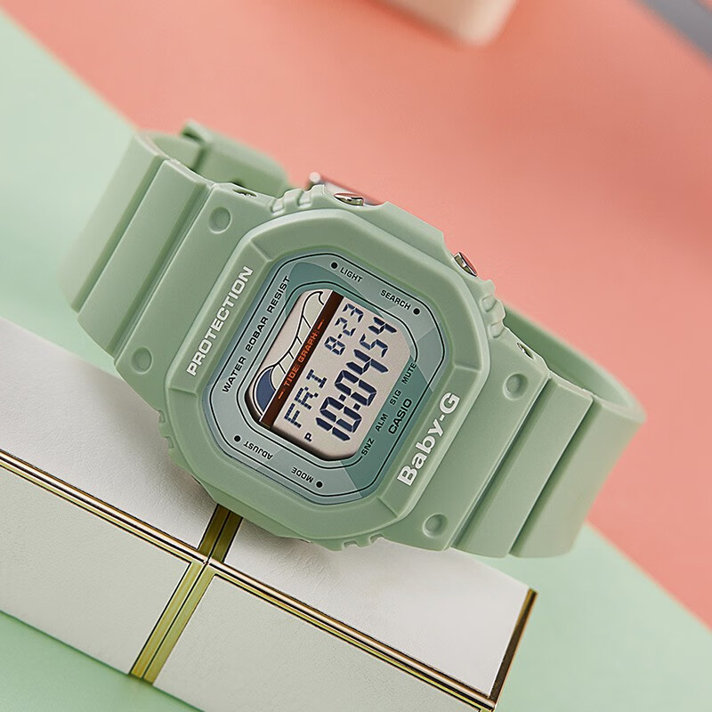 卡西欧casio手表babyg系列新款防水防震多功能时尚运动电子女表抹茶绿