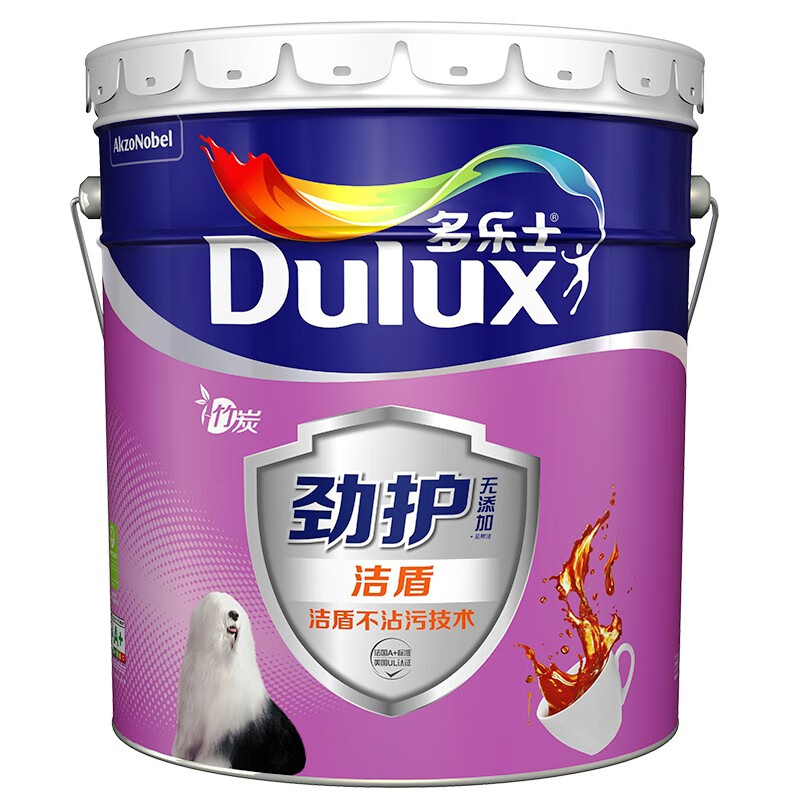 多乐士（Dulux） 劲护无添加竹炭洁盾内墙乳胶漆 油漆涂料 墙面漆 A8305 单桶面漆18L哑光白-调色联系客服