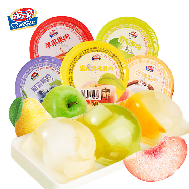 亲亲 零食果冻 什锦混合口味果肉1000g组合装休闲零食布丁魔芋果冻 *3