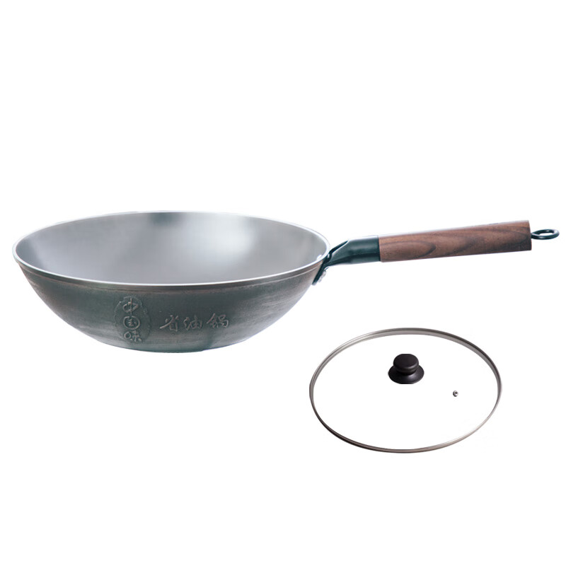 典匠炒锅铸铁锅无涂层轻便老式生铁锅不粘锅尖底家用炒菜锅32cm尖底锅