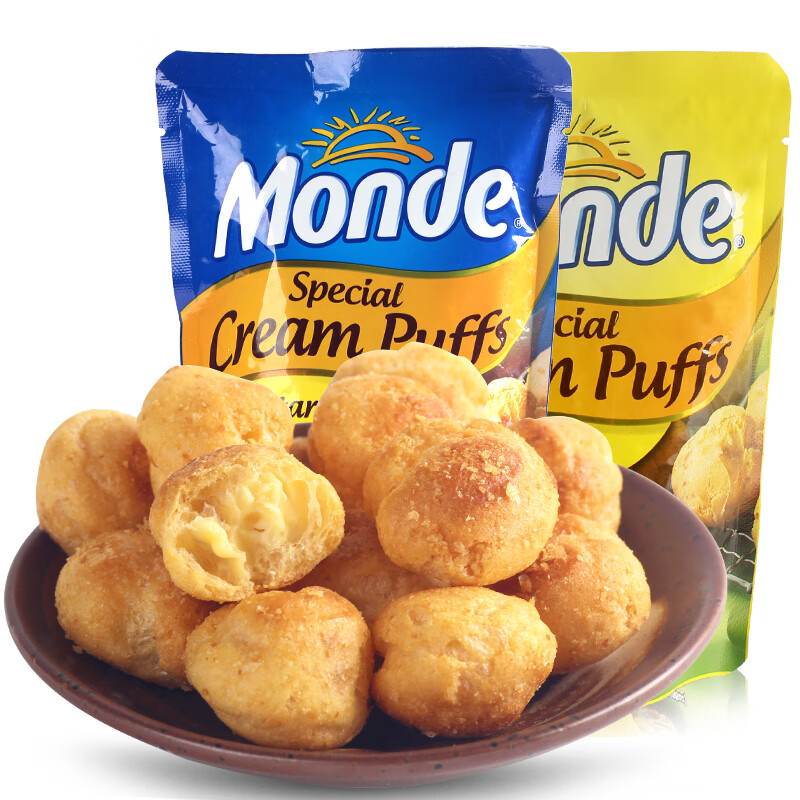 菲律宾进口monde道吉草奶油夹心泡芙25g*5袋下午茶糕点心零食 奶油味