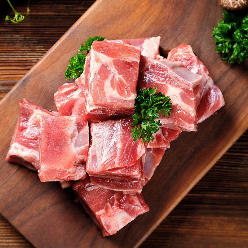 京东跑山猪 黑猪去颈前排 400g/袋 生鲜排骨 林间生长360天 煎炒炖煮