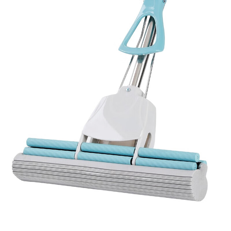 美丽雅 海绵拖把双排轮挤水37cm大拖头可伸缩杆吸水胶棉拖把拖布地拖