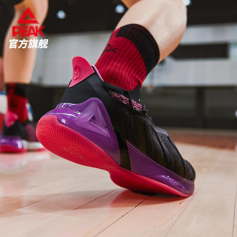 篮球鞋男帕克7代实战球鞋低帮减震耐磨新款运动鞋球鞋男 黑色/湖人紫