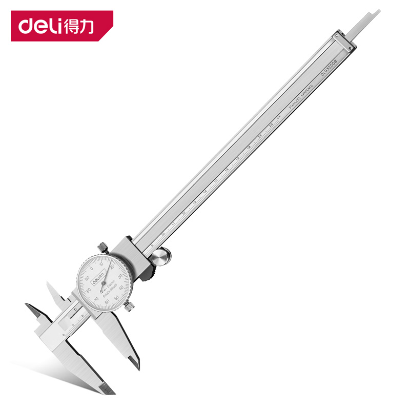 得力deli DL93200B带表卡尺不锈钢工业级0-300mm 0-200mm专业0.01mm 1个