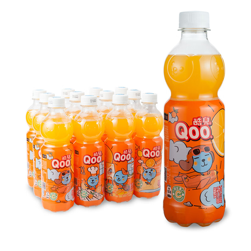美汁源 minute maid 酷儿 qoo 橙味 果汁饮料 450ml*12瓶 整箱装 可口