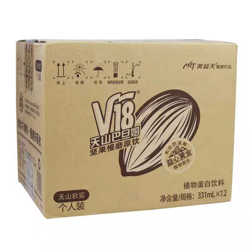 新疆v18天山巴旦姆坚果饮料植物蛋白装整箱331ml巴旦木饮料巴旦木饮料