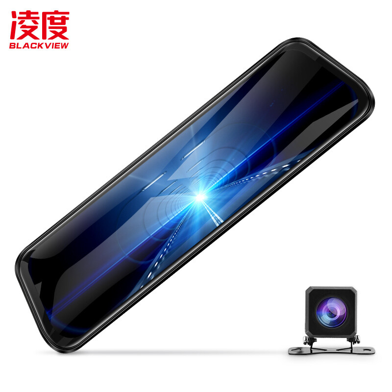 凌度blackview 行车记录仪hs880b 1296p高清10英寸全屏前后双录 流