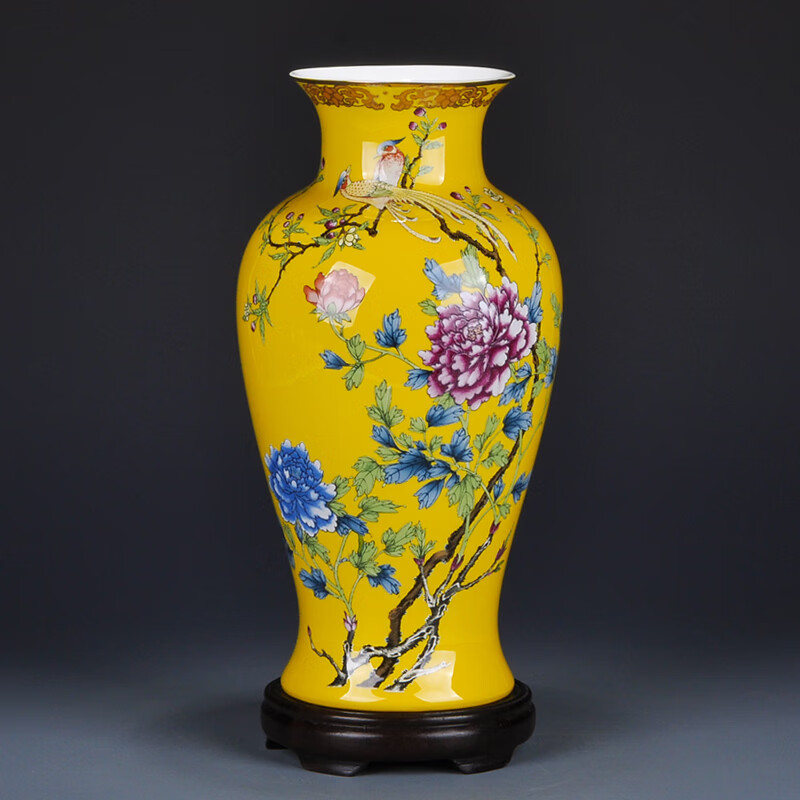 当代珐琅轻彩系列福寿延绵美人肩瓶一代宗师省工艺美术大师张震作品