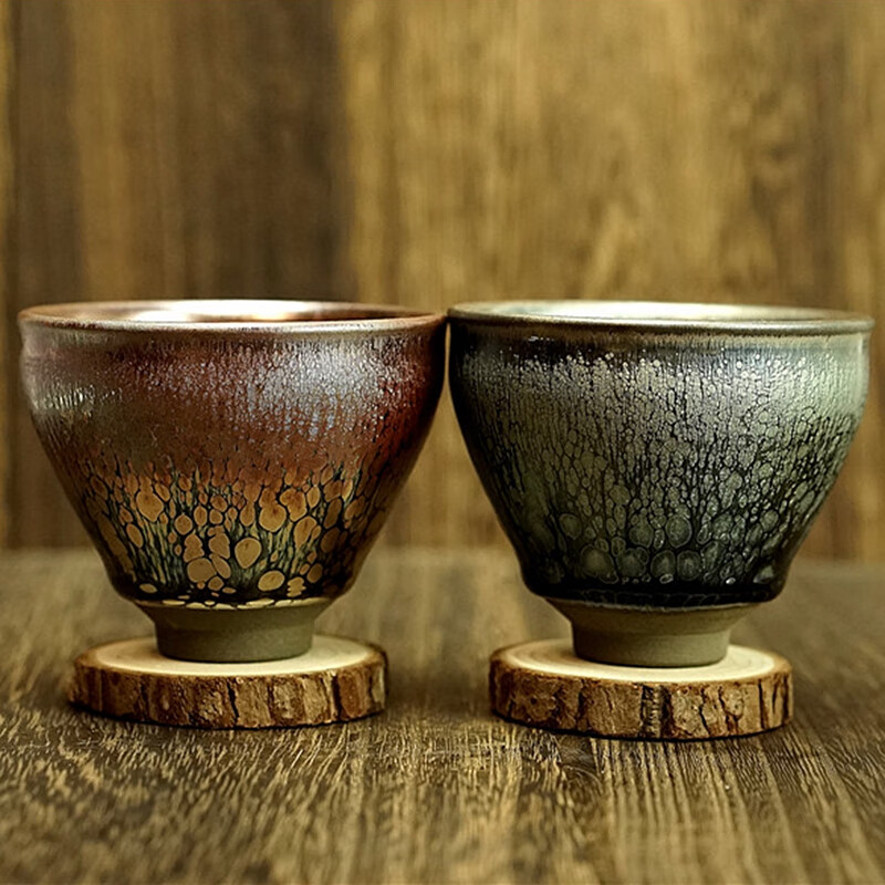 白釉木叶盏周源华口径8建阳建盏主人杯工艺叶822