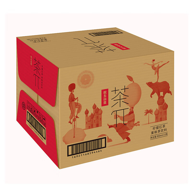 农夫山泉 茶π(茶派)茶饮料 柠檬红茶900ml*12瓶 整箱装 *3件