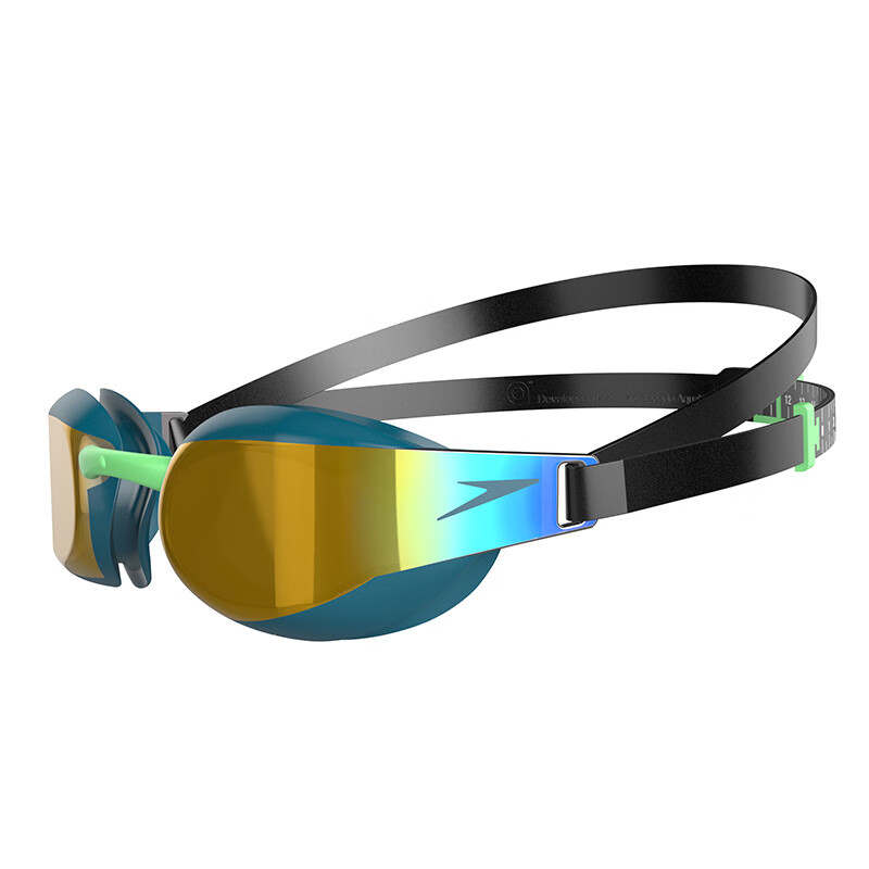 speedo速比涛鲨鱼皮泳镜精英系列专业竞赛高清镀膜绿色金色均码808214